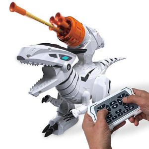 Atlasonix Remote Control Dinosaur For Boys 4-7 - Rc Robot Jurassic T-Rex With Shooting & Lights - Walking Dino With Music & Dance - Birthday Gift For Boys & Girls