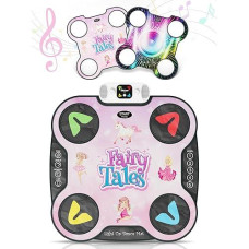 Kidzlane Light Up Dj Dance Mat For Kids - Bluetooth & Aux Compatible - 3 Fun Arcade Games With 5 Difficulty Levels - Detachable Top Mats With Fairytale & Speaker Motives - Adjustable Volume - Ages 6+