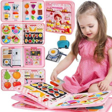 Quanquer Toddler Busy Board Montessori Toys For 1 2 3 4 Year Old - Cook Busy Book Educational Learning Sensory Toys For Boys Girls - Christmas Birthday Gifts For Toddlers Travel Toys For Airplane Car