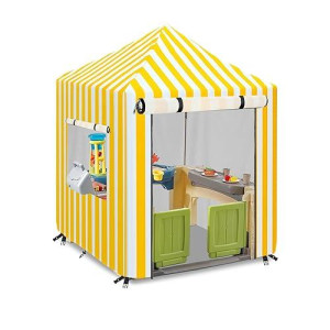 Outdoor Kids Playhouse Cover,Waterproof Cover Suitable For Multiple Brands With The Same Size Playhouse.Yellow And White Striped Full Coverage Cover(56" W X 56" D X 60.2" H)