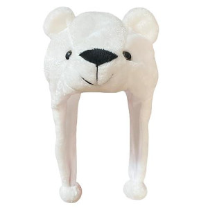 Gadmexily Plush Bear Animal Hat For Halloween Christmas,Cozy Funny Hats Novelty Party Cap For Kids Girls Boys - One Size (White Bear)