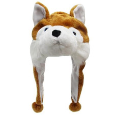 Gadmexily Plush Animal Hat For Halloween Christmas,Cozy Funny Hats Novelty Party Cap For Kids Girls Boys - One Size (Brown Husky)