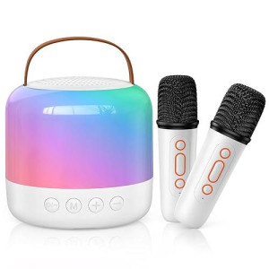 Yenlove Mini Karaoke Machine For Kids Adults, Portable Bluetooth Speaker With 2 Wireless Microphones, For 4 5 6 7 8 9 10+ Years Old Teenage Girls & Boys Birthday And Holiday Toy Gifts.