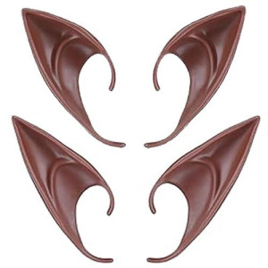 Cooljoy 2 Pairs Elf Ears Brown Black Cosplay Fairy Elf Pixie Vampire Ears Soft Halloween Accessories