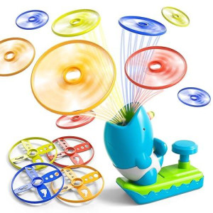 Watudou 15 Pcs Flying Disc Launcher Outdoor Indoor Game Toys Gifts For 3 4 5 6 Year Old Boys Kids, Outdoor Outside Game Toys For Kids Boys Ages 3-5 4-8, Ideal 3 4 5 6 Year Old Boys Birthday Gifts