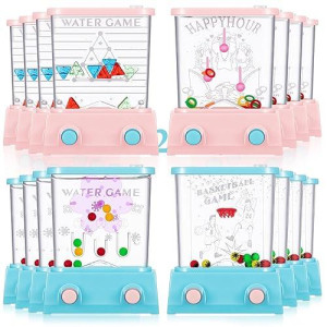 Zhanmai 16 Pcs Handheld Water Game Arcade Water Ring Toss Water Tables For Beach Toy Party Favor Fun Game, Without Water (Macaron Pink, Macaron Blue)