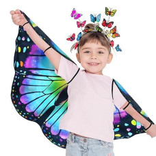 Irolwin Double Sided Kids-Butterfly-Wings For Toddler-Girls Fairy Dress Up Costume Butterfly Cape Headband Halloween Gifts