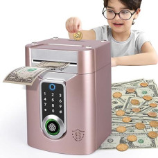 Refasy Girls Toys Age 6-8,Touchscreen Piggy Bank Atm Bank Toy For Kids Electronic Money Bank Coin Bank With Music Kids Safe Birthday Xmas Gifts Toys For Boys Girls(Rose Gold)