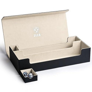 Zlca X-Large Card Deck Box, Premium Trading Card Storage Box Fits 5 Pcs Small Deck Box With Playmat Case And Removable Dice Tray, Card Deck Case Fits Tcg/Mtg/Magic/Commander/Yugioh (Xl-Black&Gold)