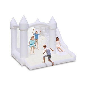 Bounceland Castle Palace Daydreamer Cloud Bounce House, 10.8 Ft L X 9.8 Ft W X 8.7 Ft H, Basketball Hoop, Ul Blower Included, Trendy Neutral Color, Fun Slide & Bounce Area, Castle Theme For Kids