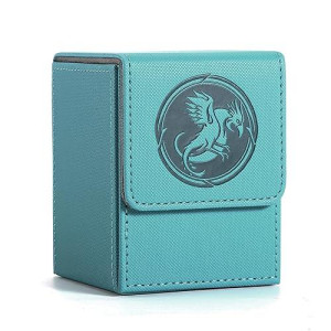 Komick Premium Pu Leather Card Deck Box For Mtg Card Storage, Yugioh, Holds 100+ Deck Case With 2 Dividers For Collectible Trading Cards Deck Box Tcg, Ccg (Petrol Blue Hydra)