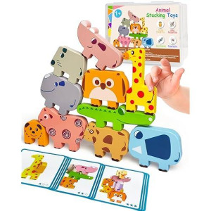 Maaacute Montessori Toys For 1 2 3 4 Year Old Boys Girls, Toddler Toys Age 2-4, 10 Pack Wooden Animal Blocks Sorting & Stacking Education Toddler Puzzles Toys,1 2 3 4 Year Old Girl Boy Birthday Gifts