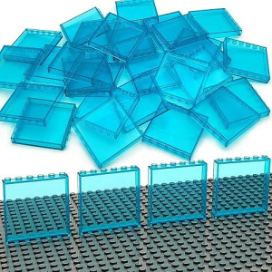 Zhx 30Pcs Clear Transparent Window House Building Brick Toy Classic Flat Plates Pieces And Parts Block Compatible With Major Brands (Blue)