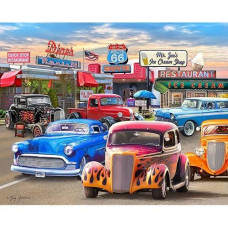 Springbok'S Classic Car Show 1000 Piece Puzzle For Adults Showcases Hot Rods And Classic Cars In All Their Colorful Glory. - Made In The Usa