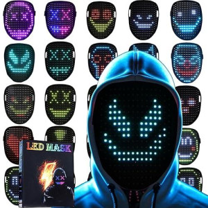 Jdbmaoye Led Mask,Lighted Up Mask With Gesture Sensing,Led Mask Costume For Halloween Costume,Masquerade,Cosplay Party