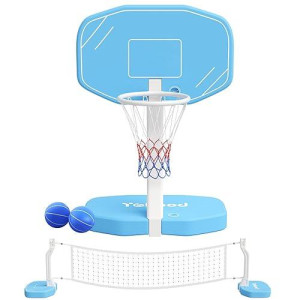 Yohood Pool Basketball Hoop Or Pool Volleyball Net, 2 In 1 Pool Toys, Pool Accessories, And Pool Games For Inground Pools, Perfect For Kids And Adults To Enjoy Outdoor Summer Fun