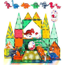 Dinosaurs Egg Toys Magnetic Tiles Dinos For Kids 3-5, Magnet 3D Movable Animals Construction Tile For Toddlers Ages 5-7, Building Blocks For Boys Girls 3+ 4-8 8-12 Year Old