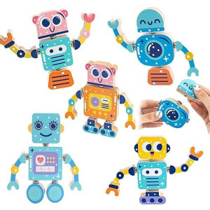 Wooden Snap-Together Building Toys, Robot Building Kit For Kids,Stem Building Blocks,Take Apart Playset 28Pcs, Fine Motor Skill Montessori Educational Learning Toys Gift For 3 4 5 6 Years Kids