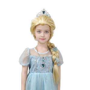 Mupul Long Braided Wigs For Kids Blonde Braided Wig For Kids Halloween Costume Wigs For Kids