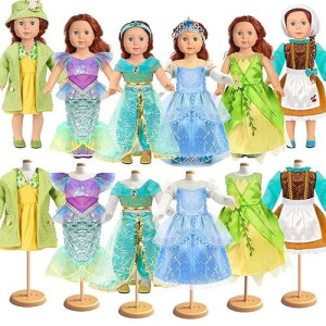 18 Inch Doll Clothes And Accessories - 6Pcs Different Princess Costume Dress