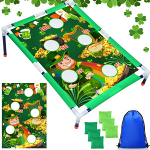 Gemscream St. Patrick Bean Bag Toss Games With 6 Bean Bags Easter Portable Pvc Framed Cornhole Game Set Bunny Bean Bag Toss Games For St. Patrick Easter Outdoor Game Party(Santa Claus,Red Green)