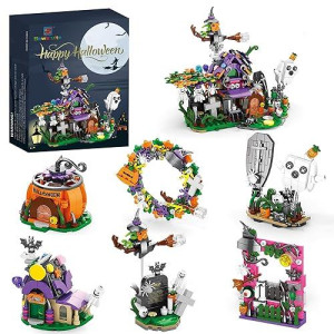 Halloween Haunted House Village Building Set For Kids -Halloween Toys Ghost Pumpkin Building Kit For Kids Party Favors For Goodie Bags Stuffers For Boys & Girls 6 Up