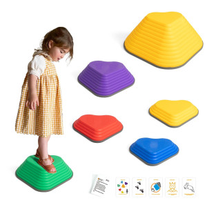 Gentle Monster Stepping Stones For Kids 6/8/11 Pcs Toddler Toys Indoor And Outdoor Balance Blocks, Coordination, Balance, Strength Skills Sensory Toys For Toddlers Ages 3 4 5 6 7 Years (6Pcs Heart)