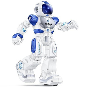 Ruko 6088 Programmable Robot With App Control, Remote Control, Gesture Sensing Control, Rechargeable Robots Toys For Boys And Girls, Interactive Emoji Led Eyes, Qa Games For 3 4 5 6 Years Kids, Blue