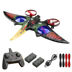 Pterodactyl Dinosaur Toys Drone For Kids,Easy To Fly Dragon Remote Controlled Aircraft,Flying Toys Birthday Gifts For Boys,Hobby Rc Plane For Kids Beginners Boys Adults Remote Control Gecko(Green)