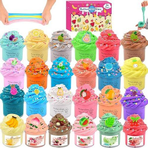 24 Pack Butter Slime Kit,Peach Charms Watermelon Slime,Super Soft And Non-Sticky, Stress Relief Toy Party Favors Birthday Gifts For Girls And Boys 6 7 8 9 10 11 12.Christmas Stocking Fillers.