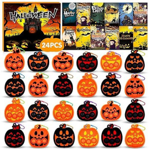 Halloween Party Favors For Kids 24 Pcs Halloween Pumpkin Pop Fidget Toys,Halloween Toys Treats For Kids,Halloween Goodie Bag Stuffers,Halloween Classroom Prizes