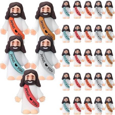 Bememo 50 Pcs Mini Jesus Figures Easter Jesus Loves You Jesus Toys Little Jesus Figures To Hide And Seek Sunday School Religious Party Favors Gift For Easter Egg Stuffers (Bohemian Color)