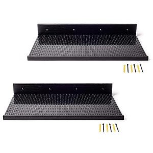 Brickmaster Displays - Xl Shelves Floating Shelves For Building Block Display - Compatible As A Lego Display Shelf - Floating Shelves For Wall - Works With Major Building Blocks - Black, 2-Pack