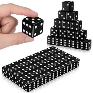 Poen 30 Pcs Standard Game Dice 25 Mm Casino Theme Party Dice Large Opaque Jumbo Acrylic D6 Bulk Sifter For Casino Theme Party Board Games Vegas Birthday Supply(Black)