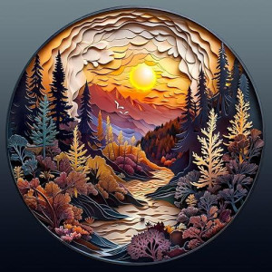 Wooden Puzzle For Adults-3D Sunset Forest Wooden Puzzle Unique Shape Advanced Animal Jigsaw Puzzle For Adults And Kids,Best Gift,Wood Puzzles,Challenge Wooden Jigsaw Puzzle (S-8.5 * 8.5In-100Pcs)