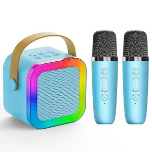 Mini Karaoke Machine For Kids Adults,Portable Bluetooth Speaker, 2 Wireless Microphones With Fun Voice Changing Function-Toys For 5 6 7 8 9 10 Year Old Girl Boys Birthday Gifts Ideas