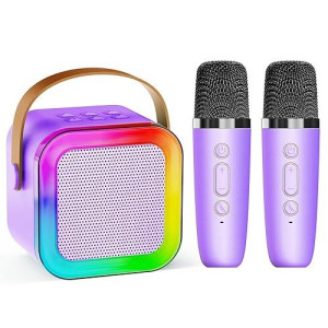 Mini Karaoke Machine For Kids Adults,Portable Bluetooth Speaker, 2 Wireless Microphones With Fun Voice Changing Function-Toys For 5 6 7 8 9 10 Year Old Girl Boys Birthday Gifts Ideas