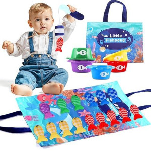 Montessori Fish Toys, 22 Pcs Cloth Fishing Game For Toddlers 6 To 12 Months Girls Boys, Baby'S Sensory Toy With Stacking Cups, Number Counting, Color Sorting, Fishing Game For Boy Girl Birthday Gift