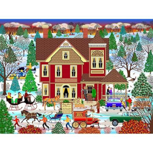 Springbok'S Winter Bed And Breakfast 500 Piece Jigsaw Puzzle By Artist Mark Frost Features A Classic Image Of Winter Travels