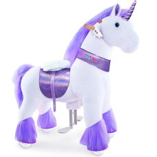 Ponycycle Ride On Unicorn Toy (With Brake/ 36" Height/Size 4 For Age 4-8) Toddler Purple Horse Ride On Toys For Kids Ride On Horse Plush Ux406