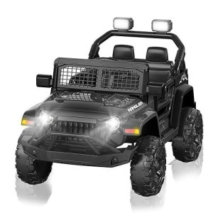 Ride On Truck Car 12V Kids Electric Vehicles W/Parent Remote Control, Children Ride On Suv Toy W/Safety Belt,Forward And Reverse Functions,Battery Powered,Spring Suspension,Music And Lights-Black