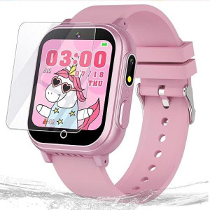 Kids Waterproof Smart Watch Gift For Girls Age 5-12, 32 Games Hd Touchscreen Kids Watch With Dual Camera Video Music Player Pedometer Flashlight 12/24 Hr Toys Birthday Gifts For Girls Ages 6 7 8 9