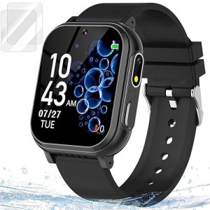 Kids Waterproof Smart Watch With 32 Games Hd Touchscreen Dual Camera Music Player Pedometer Flashlight Habit Tracking Storybook, Birthday Gifts For 5-12 Year Olds Boy Include Lanyard Screen Protectors