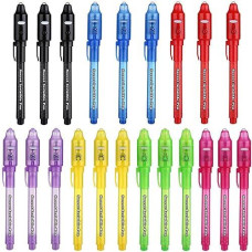 Scstyle Invisible Ink Pen 21Pcs With Uv Light Magic Marker For Secret Messages, Writing Information For Birthdays, Easter, Halloween, Christmas Gifts For Students