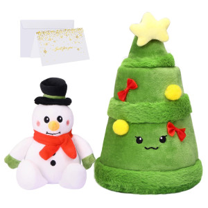 2 Pack 12-Inch Christmas Stuffed Animals Set - Lavender Smell Snowman Stuffed Animal & Tree, A Hiden Plush Doll Snowman Stuffy For Holiday Decor & Festive Surprises