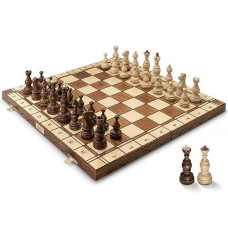 Wegiel Legate Luxury Wooden Chess Set For Adults And Kids - 18 Inch Handcrafted From Premium Beech And Birch Wood - Unique Folding Design With Chess Piece Storage