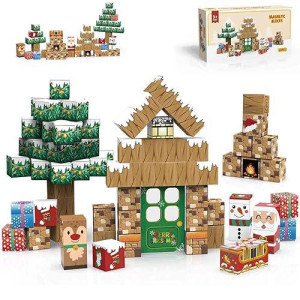 Amdohai Magnetic Blocks Christmas Themed Building Toys For Kids Ages 3+ Stem Toys For Boys Age 3 4 5 6 7 8 Year Old Girls Gift Idear