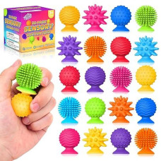 Sensory Fidget Toys Kids Adults ：20 Pack Textured Suction Cup Sensory Toys For Kids With Autism- Bulk Fidgets For Students Classroom Prize-Squishy Bath Calm Down Corner Supplies For Boys Girls Gifts