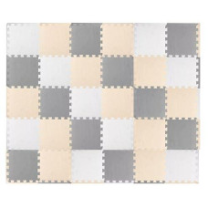 Toyvelt Foam Puzzle Floor Mat For Kids - 12X12 32 Tiles Interlocking Play Mat With Colors - Educational Large Puzzle Foam Floor Tiles For Crawling, Non-Toxic - Cream-Gray-Beige