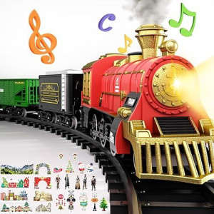 Train Set For Kids 3-5 4-7, Classic Christmas Electric Train Toys Set With Steam Locomotive Engine, Lights & Sound, Tracks For Christmas Tree, Toy Train Set For 3 4 5 6 Years Old Kids Boys Girls